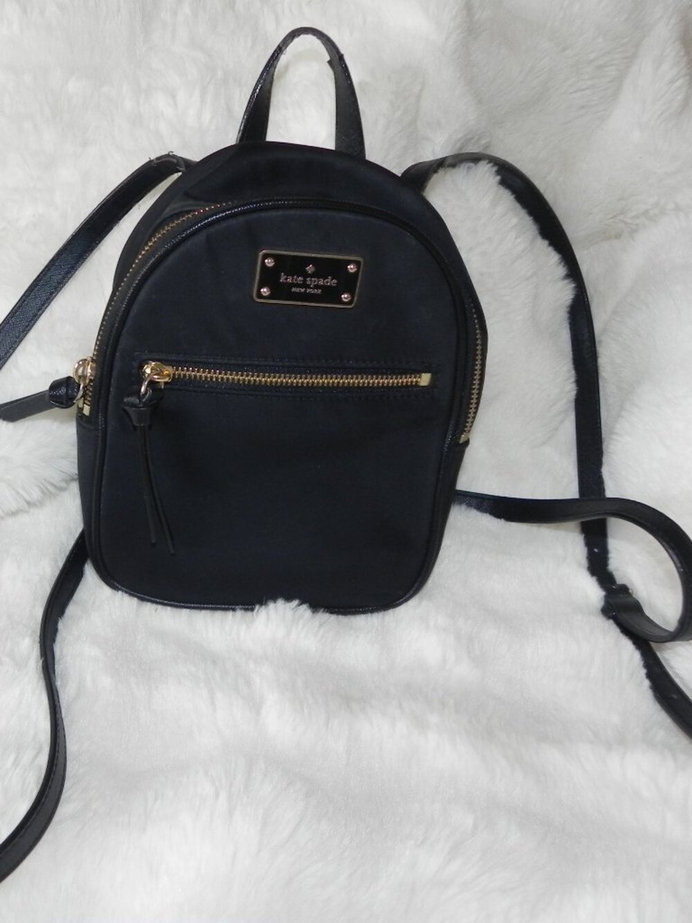Kate Spade NY Bradley Mini Backpack/Black nylon/Leather trim
